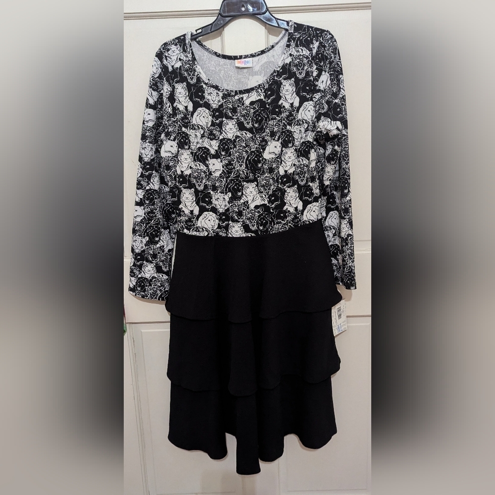 LuLaRoe Georgia Dress With Big Cat Pattern XL